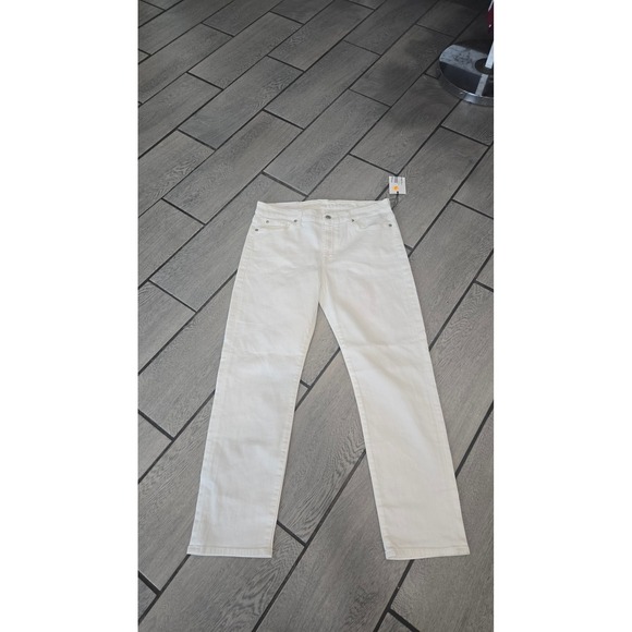 7 For All Mankind Denim - 7 For All Mankind Kimmie Crop White Jeans Form Fitted Skinny Size 31